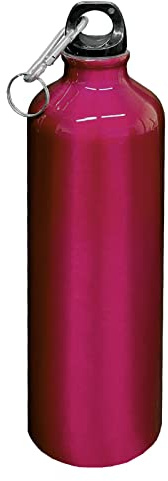 HAC24 Aluminium Trinkflasche 0,75 L mit Karabiner Alu Wasserflasche Sportflasche Fahrradflasche Aluflasche (Fuchsia)