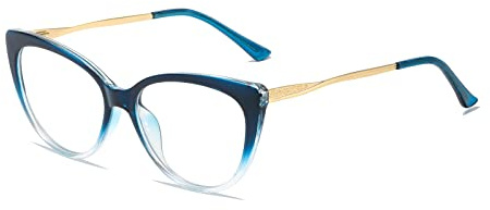 LJCZKA Gafas con Filtro de Luz Azul Mujer Ojo de Gato, Gafas Sin Graduación para Ordenador Metal Antifatiga para PC, Gaming, Lectura