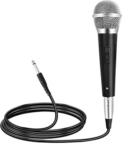 Micrófono dinámico con cable, pastilla de canto cardioide, pastilla de karaoke con cable, micrófono de voz transparente portátil para cantar en vivo en conferencias, bodas, con cable XLR 3M a 6.5 mm y