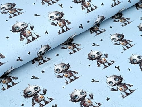 Eigenproduktion French Terry Roboter Boy auf Hellblau