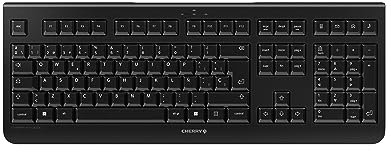 CHERRY KW 3000, Teclado Inalámbrico con Teclado Numérico, Distribución de Teclado Español (QWERTY), Radiofrecuencia de 2,4 GHz, Teclas Silenciosas, Diseño Plano, Funciona con Pilas, Negro