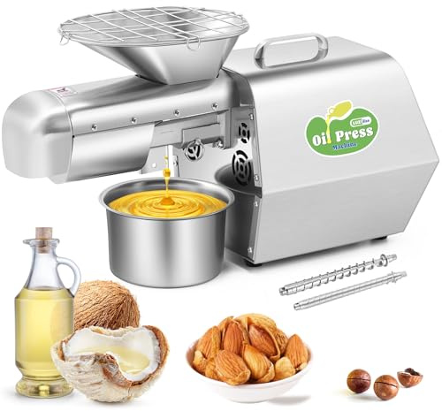 Luzrise 1800w Upgraded Oil Press Machine Seed Oil Extractor (Cold&Hot Pressing, Temperature Control 32℉-572℉, Stainless Steel, 13-19LBS/H for Coconut, Cocoa Beans, Avocado, Amaranth Seed) (Silver)