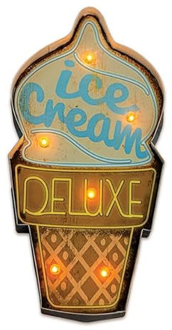 FOREVER Metallschild RETRO LED Ice Cream Schild groß Leuchtschild, Dekoration für das Zuhause, Restaurant, Bar, Beleuchtung Werbung, Das Schild für die Eisdiele
