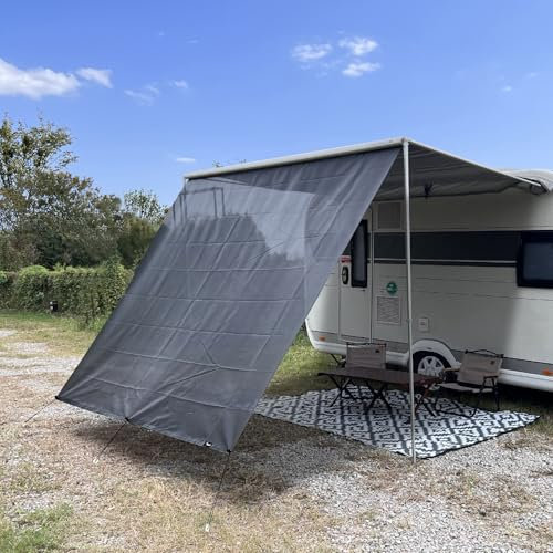 SHADEPLUS Sonnenschutz für Wohnmobile,Wohnmobile Markisen,Sunblocker-Markisen,Universelle Sonnenschutz-Markisen Keder mit Ø4.8mm&6.8mm, Vorderwände für Markisen mit kompletten Sets 2.46Mx3.85M Screen