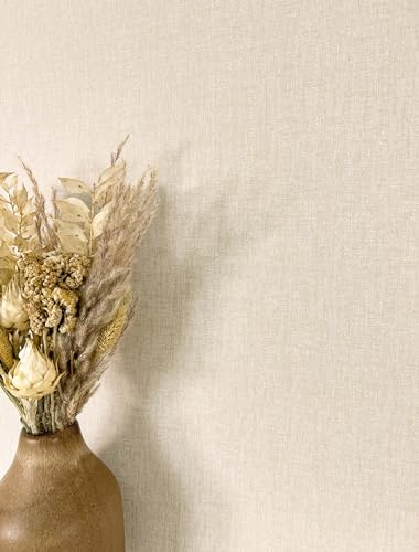 Newroom Tapete Beige Vlies Leinenoptik - Modern Uni Struktur für Wohnzimmer Schlafzimmer Küche Flur Büro