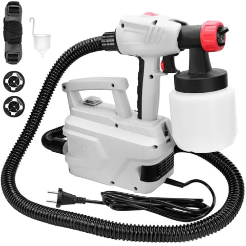 QWORK® Pistola de Pintura 800W, Sistema de pulverización de Pintura Tipo Dividido, con Recipiente de 800 ml, 2 boquillas (1.3 mm/2.6 mm), 3 Modos de pulverización, para Paredes, Muebles