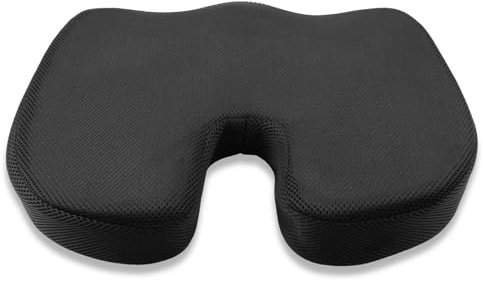 Memory Foam Seat Cushion, U-Shaped Ergonomic Chair Pad for Pressure Relief & Tailbone Support, Non-Slip Coccyx Cushion for Office Chair, Gaming Chair, Car Seat & Desk Use, Breathable Mesh Cover, Black