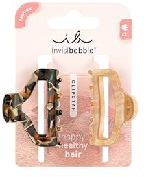 invisibobble - CLIPSTAR Golden Roar Haarclip-Set - 2 Medium Hair Claws - Elegante, mittel-große Haarspangen mit Leo-Muster für sicheren Halt - Trendiger Look, sicherer Halt, gesundes Haar