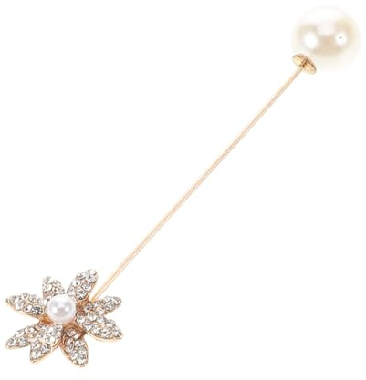 FOMIYES Broche Fleur en Perles Artificielles, Alliage Doré, Cristaux Étincelants, Fermoir Sécurisé, pour Chapeau et Costume, Mariages, Femme