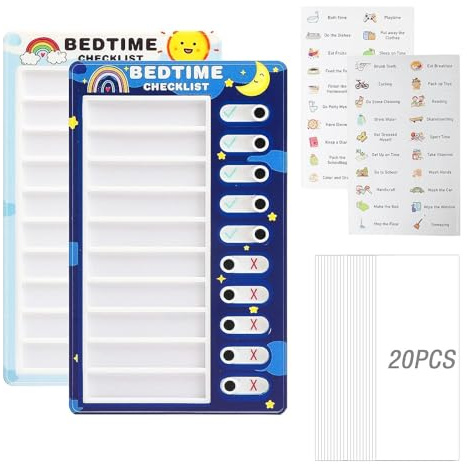 LNSYSNS 2 Pièces Routine Enfant avec 20 Feuilles Interchangeables, Polyvalent Planificateur, Tableau Memo Checklist est Idéal pour la Planification de L'apprentissage et la Gestion du Temps