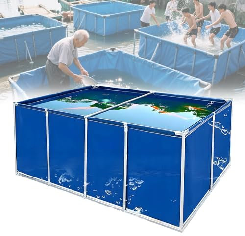 Piscina Plegable Elevada de Lona for Peces Lona para Estanque de Peces con Soporte Estanques Sobre El Suelo Lona Agricultura Al Aire Libre Cría Regar Piscina,1 * 1 * 0.6m