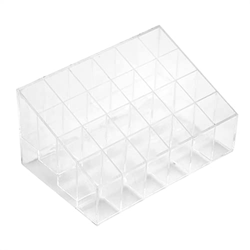 Marhynchus Transparent Lipstick Stand Nail Polish Holder 24-Grid Makeup Organizer Display Stand for Cosmetics Store Premium Plastic