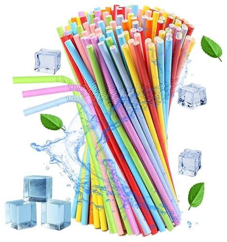 Xyedyaup 100 Pcs Straws Bendy Bunte Handwerk Strohhalme Einweg Straw Papier Trinken 197mm × 6mm Strohhalm Papier