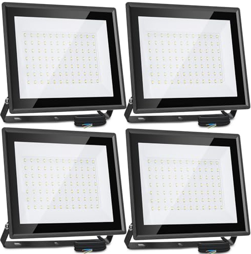 Aigostar Foco LED Exterior 70w 6100LM, Foco Proyectore LED Exterior Impermeable IP65, 6500K Blanco Frío para Garaje,Jardín,Patio,Parque.4 pcs