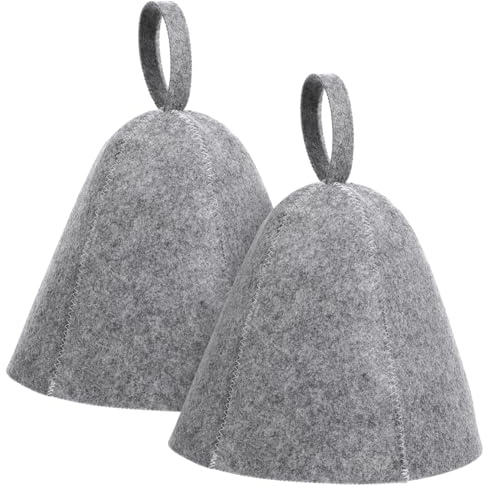 CALLARON 2pcs Thickened Felt Sauna Hat Lightweight Bath House Cap Heat Insulating Beanie for Women Portable Steam Spa Accessories Gray