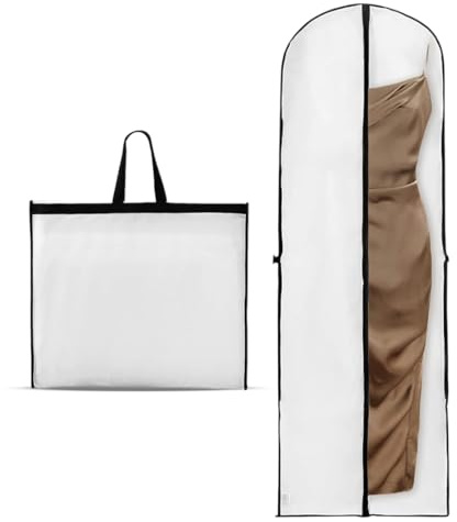 Funda de ropa, Plegable Transpirable Bolsas para traje con Asas, Robusta, a Prueba de Polvo, Impermeable, Resistente a la Humedad, para Almacenamiento de Vestidos Funda de Ropa, 60 x 180 cm