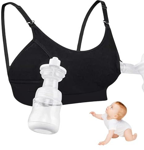 Hands Free Pumping Nursing Bra, Comfortable Without Cable Nursing Bra, Adjustable Pregnancy Bras with Extension Buckle for Pregnant Women Breastfeeding Sleep (UK, Alpha, XL, Regular, Regular)