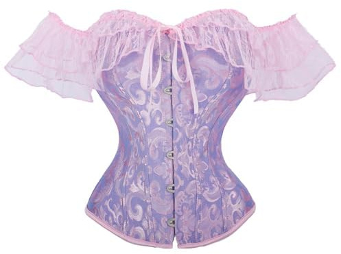 Jywmsc Svart spetkorsett för kvinnor, gotiska snör-bustier, figurformande underkläder för halloween, cosplay, fester