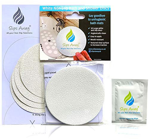 Non Slip Bath Mat Shower Stickers adhesive non rubber (10 Large White Discs)