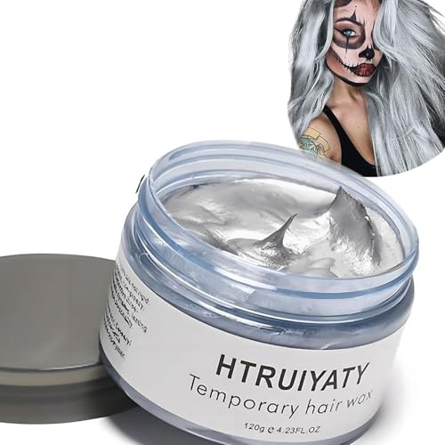 Cera per Capelli di Colore Grigio, Modellamento Temporaneo di Una Volta Tinture per Capelli Naturali di Colore, Crema Acconciatura Temporanea, Cera Styling per Party, Cosplay, Party (Grigio)