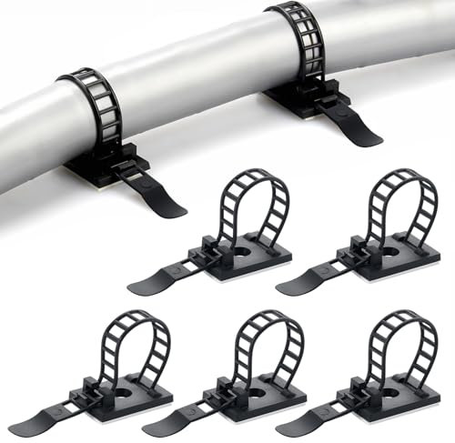 Fippy 100 Stück Verstellbare Kabelklemme Kabelschellen Selbstklebende Schwarz Kabelclips Kabelhalter mit Klebstoff Unterlage für Schreibtisch Netzkabel USB Ladekabel Ladegeräte
