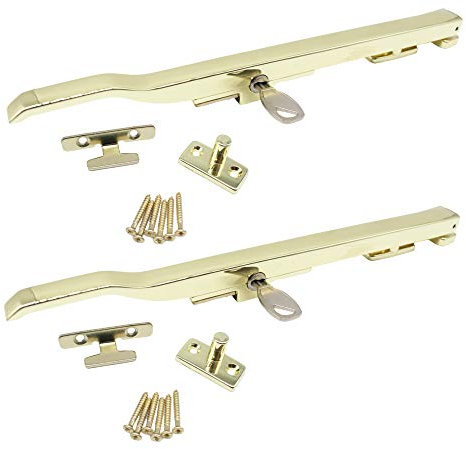 Window Stay Arm Locking Handle Brass Effect - Pack of 2