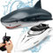 OBEST Giocattolo RC Barca con Squalo, 2.4 GHz Telecomandata 2 in 1 Motoscafo, USB Realistico Elettrico Acqua Piscina per Bambini, Regalo Estivo