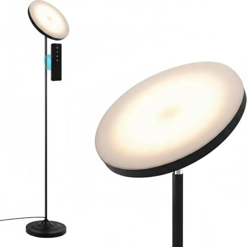 hanaking Upgraded Floor Lamp, 30W/2600LM Super Bright Floor Lamp with Remote Control, Stepless Adjust Color Temperatures and Brightness, Torchiere Standing Lamp for Living Room Bedroom Office