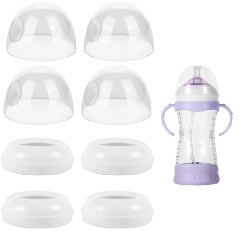 8 St Nappflaskringar och Kapsyler, Inklusive 4 Nappflasklock och 4 Nappflaskors Skruvringar BPA-fri Mam-Byte av Flaskkapslar Kompatibel med Avent