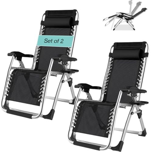 PETHOMEL Liegestühle 2er Set,Balkon Relaxsessel,Garten Liegestuhl Klappbar bis 200kg Belastbar,Relaxstuhl mit Liegefunktion Outdoor Gartenstuhl mit Fußteil