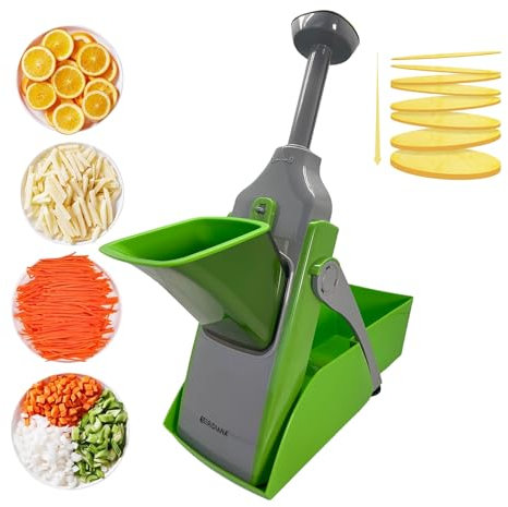 Meridiana® Ok Chef Mandolina REGOLABILE Spessore regolabile e taglio julienne Patate Affettatrice Cipolla taglia pomodori Chopper Kitchen taglia patate mandolina per verdure professionale (Verde)