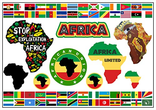 Daged Banderas de África Unida, 65 unidades, juego de pegatinas para todos los países, pegatinas para mapas, pegatinas para coche, bandera de coche