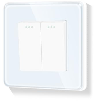 LIAONFOY Runde 2 Fach 1 Weg Lichtschalter Glas panel Taste Schalter Ein Aus Schalter Wandschalter Unterputz Weiß 110-250V 86mm