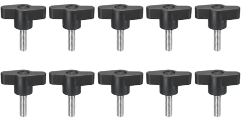 QUARKZMAN 10 stycken räfflade skruvar, M6 x 20 mm metrisk 304 rostfritt stål T-formad klämskruvsknapp tumskruvar handtag vingskruv för snabb borttagning handåtdragning knappsersättning