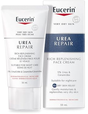 Eucerin UreaRepair Replenishing Face Night Cream 5% Urea 50ml, Intensive Night Cream for Dry and Rough Skin, Skincare with Urea for Dry Skin