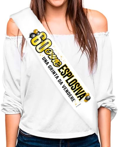 FASCIA 60 ANNI - Fascia Compleanno 60enne ESPLOSIVA | UNA GRINTA DA VENDERE – Fascia Divertente e Scherzosa – Gadget Compleanno 60 Anni – Regalo Originale Donna