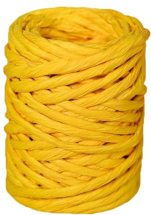 ALLWSLucky 12M Naturbast Papierband, 4mm Bast Raffia Natur Papierschnur, Raffiabast Papierband für DIY, Raffia Garn Bastband für Geschenkverpackung, Weben, Dekoration und Gärtnern (abrikoos)