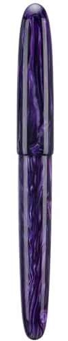 Asvine C80 Fountain Pen #8 Round Tip 1.1 mm, Large Handcrafted Calligraphy Pen for Artistic Drawing with Converter, Pen Case, Collection Set (Wavy Purple)
