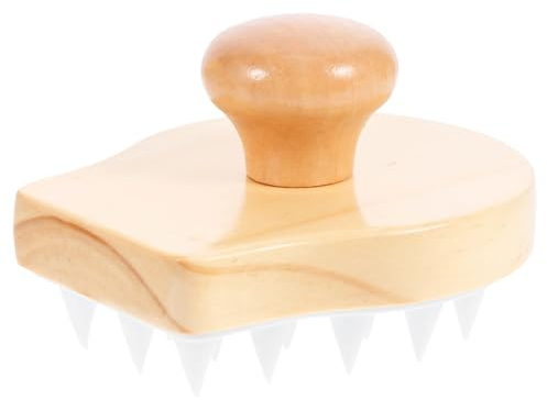 VALICLUD Cepillo Cuero Cabelludo y Lavar Cabello De Silicona Mango De Madera Natural, Cepillo Masajeador Flexible Para Baño, Limpieza Suave y Circulación, Uso Personal Diario