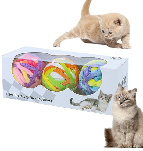 Sghtil Balles de jouet pour chat | Balle interactive pour chat – Jeux à mâcher doux et colorés avec grelots, fournitures de dents pour entraînement d'enrichissement des animaux de compagnie
