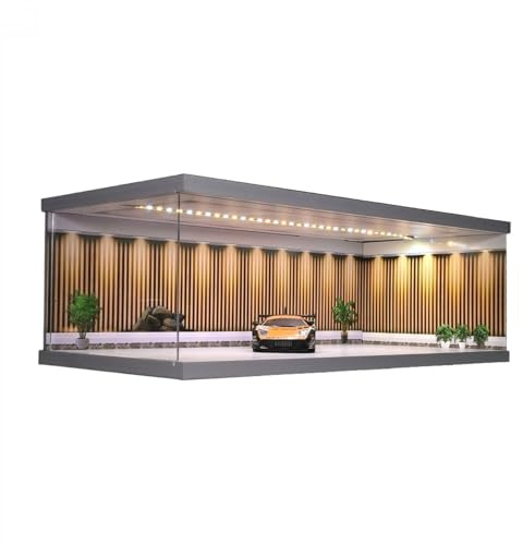 NUEIOVRW 1:64 Diorama Garage Model, Tri-Colour LED Lighting Parking Lot Scene Display Case, Multi-Combination Showroom Model Cars Storage, Display Box, Dimmable Building Model Garage (1:64 A) | Stackable 1/64 3-Color LED Car Garage Showroom Parking Lot Scene Display Model With Dimmable Light, 4 Combo Methods (A, 1/64)