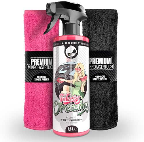 Nuke Guys Cockpit Reiniger Set Seidenmatt 500ml | Cockpitspray zur effizienten Reinigung & Pflege der Kunststoffoberflächen im Innenraum + 2x Mikrofasertuch | Auto Kunststoffreiniger zur Cockpitpflege