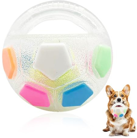YUDAWN Hundboll oförstörbar, Mellow Dog Anti stressboll interaktiv hundleksak stor hundfotboll med handtag pipande för medelstora stora hundar