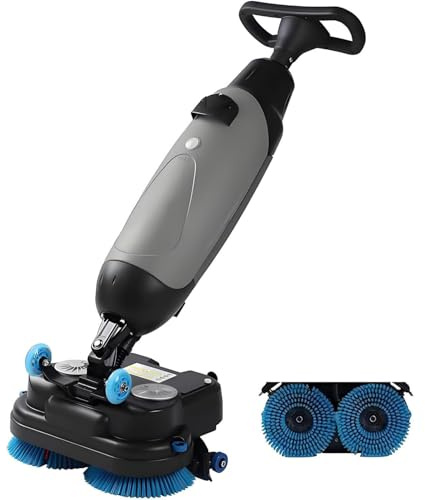 Qiang Autolaveuse Professionnelle 3 en 1 (Lavage+Lavage+Aspiration) 240 RPM,Largeur 43 Cm,Machine Nettoyage Efficace,Deux Réservoirs 4,5L + 7,5L,pour Sols en Bois,Carrelage,Terrazzo,Ciment Grey