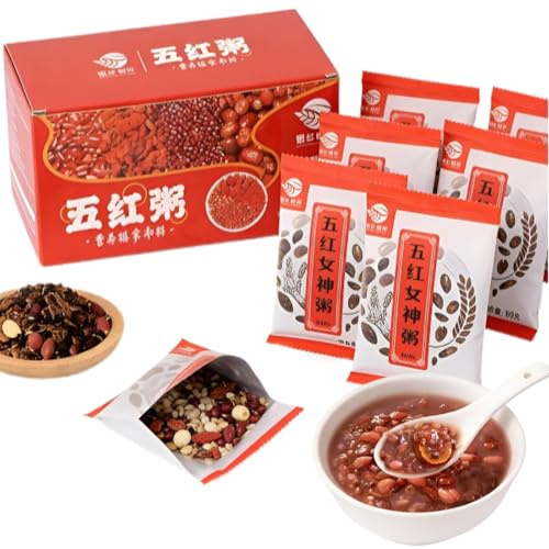 Bouillie De Céréales Mélangées À 5 Ingrédients, 525 G (7 Paquets Individuels), Congee Gros Grains, Cuisson Facile For Le Petit-déjeuner/repas Quotidien, Prêt En 30 Minutes