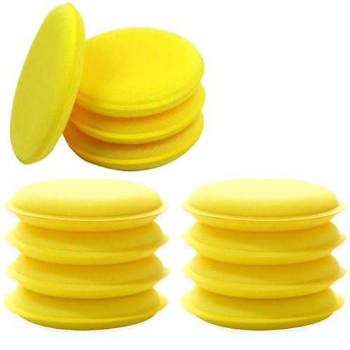 12 Stück Schaumstoff Autowachs Applikator Pad Auto Polierpads Polierschwämme Wachs Schwämme Applikator Pad aus Schaumstoff für Sauberes Auto Gelb