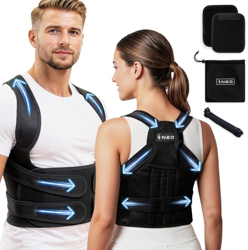Corrector postura espalda | Corrector postura hombre mujer | Faja espalda ajustable transpirable | Espalda recta y alivio cervical | Incluye bolsa + banda elástica + almohadillas protectoras