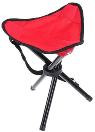 Tres Taburete Plegable de Trípode Patas Portátil para Camping y Pesca | 100kg de Capacidad, Tela Oxford y Tubo de Acero, Rojo, para Picnics y Senderismo