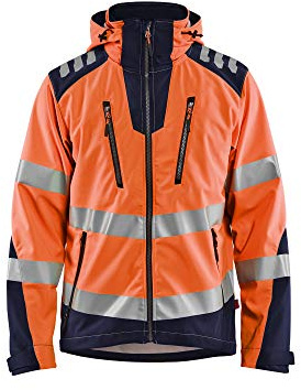 BLÅKLÄDER Warnschutz-Softshelljacke für Herren, Größe XS, Orange/Marineblau