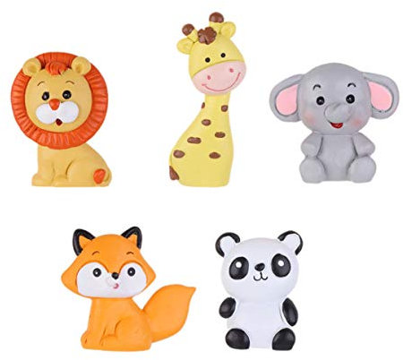 Toyvian 5 Stücke Geburtstag Kuchen Topper Fuchs Elefant Panda Figur Tier Dekofigur Tierfiguren Tortenfigur für Miniatur Garten Deko Micro Landschaft Dekoration Dschungel Party Deko